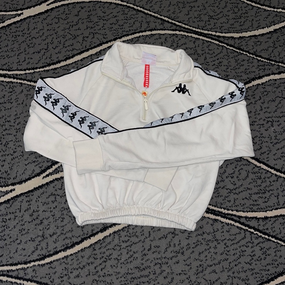 Kappa Cream Quarter Zip-up Pullover Top
